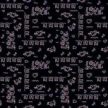 Doodle hand drawn background, vector seamless pattern . Theme of love . Heart Stock Illustration