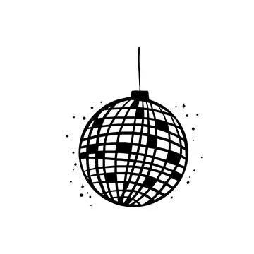 Doodle hand-drawn disco ball in a trendy vector style, decorated with spark.. Stock Illustration
