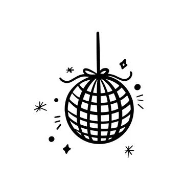 Doodle hand-drawn disco ball in a trendy vector style, decorated with spark.. Stock Illustration