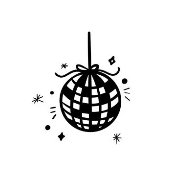 Doodle hand-drawn disco ball in a trendy vector style, decorated with spark.. Stock Illustration