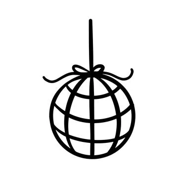 Doodle hand-drawn disco ball in a trendy vector style, decorated with spark.. Stock Illustration