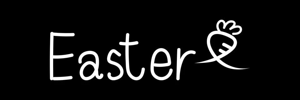 Doodle hand drawn Easter text line art. Holiday concept, festive lettering. E Stock Illustration