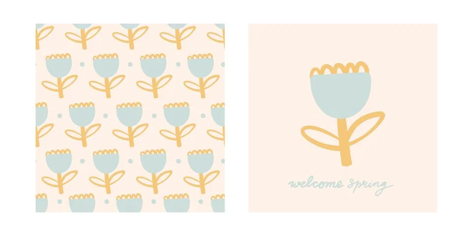 Doodle hand drawn flowers vector print and patterns. Stock Illustration