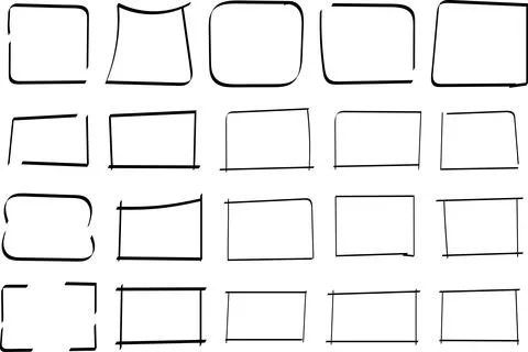 Doodle hand drawn highlight rectangles or frames. Cartoon Geometric shapes Stock Illustration
