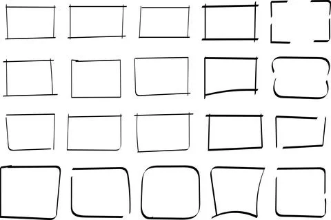 Doodle hand drawn highlight rectangles or frames. Cartoon Geometric shapes Stock Illustration