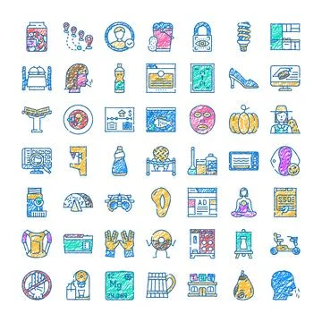 Doodle hand drawn icon set collection Ilustración de archivo