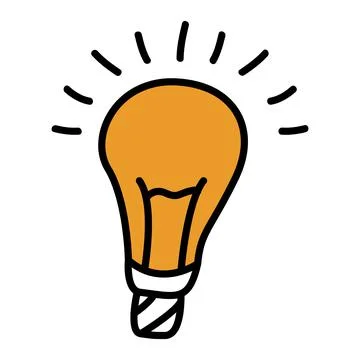 Doodle hand drawn light bulb icon. Idea symbol. Stock Illustration