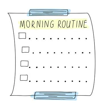 Doodle hand drawn memo note or reminder vector illustration for morning routi Stock Illustration