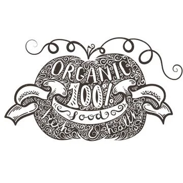 Doodle hand drawn poster with pumpkin with eco lettering. Stock Illustration