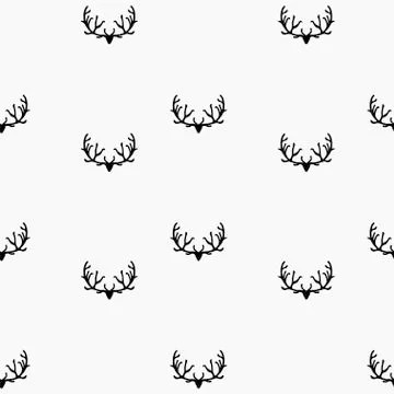 Doodle Hand Drawn Seamless Patterns with Deers Stock Illustration