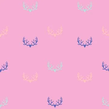 Doodle Hand Drawn Seamless Patterns with Deers Stock Illustration