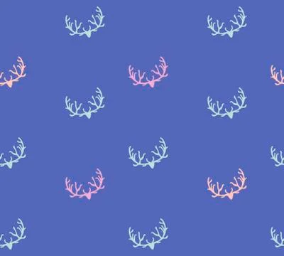Doodle Hand Drawn Seamless Patterns with Deers Stock Illustration