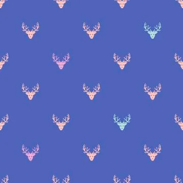 Doodle Hand Drawn Seamless Patterns with Deers Stock Illustration
