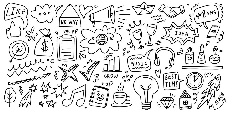 Doodle hand drawn set elements. Abstract arrows, elements hand drawn style Stock Illustration