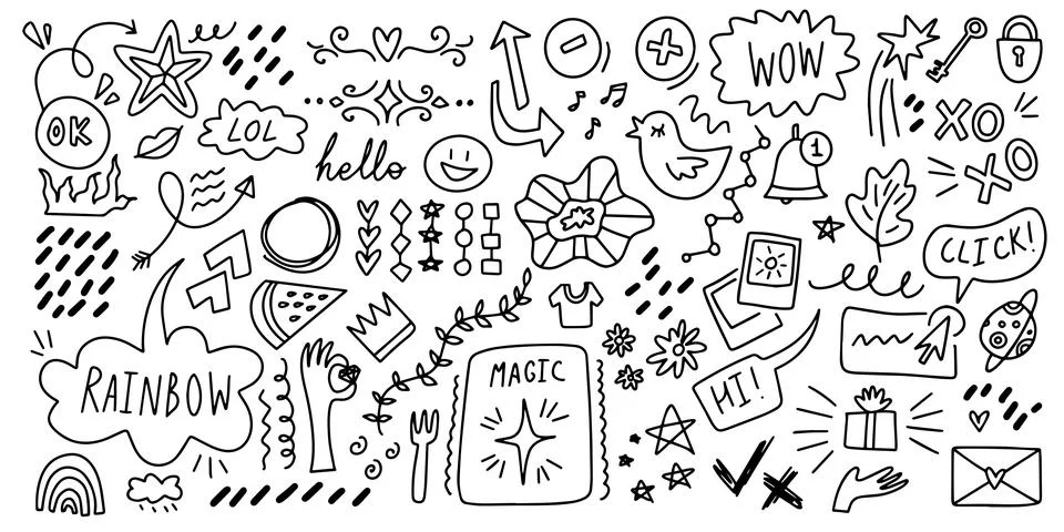 Doodle hand drawn set elements. Abstract arrows, elements hand drawn style Stock Illustration