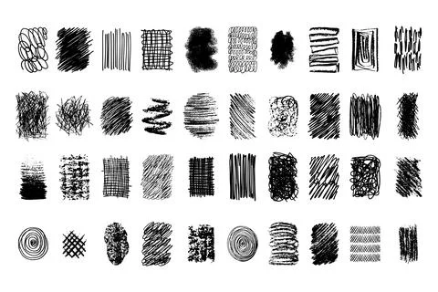 Doodle hand drawn set scribble brushes. Ink lines, textures, scribbles of pen Illustrazione stock