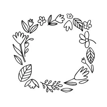 Doodle hand drawn style Vector Flower wreath Stock Illustration