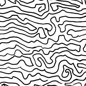 Doodle hand drawn thin lines seamless pattern. Stock Illustration