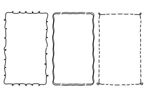 Doodle hand drawn trendy frames with wavy lines and swirls collection. Mini.. Stock Illustration