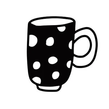 Doodle hand drawn vector illustration of a cute mug. Stock Illustration