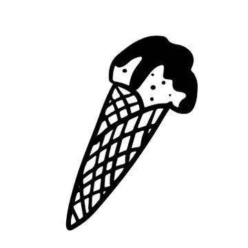 Doodle hand drawn vector illustration of an ice cream cone. Stock Illustration