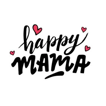 Doodle hand drawn vector lettering Happy mama Stock Illustration