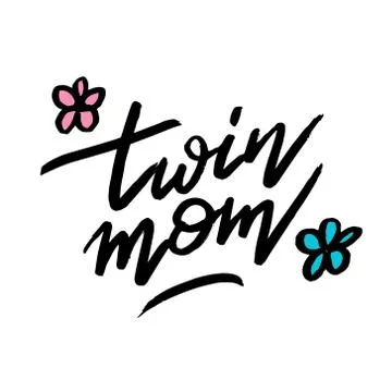 Doodle hand drawn vector lettering Twin Mom Stock Illustration