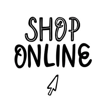 Doodle Hand drawn vector lettering Shop online Stock Illustration