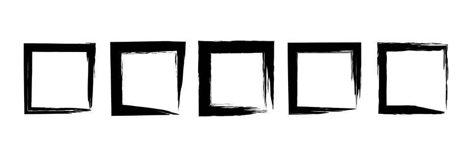 Doodle hand drawn vector set with grunge square frames Stock Illustration