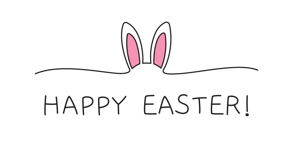 Doodle Happy Easter bunny ears scribble banner Illustrazione stock