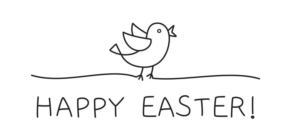 Doodle Happy Easter chick bird scribble banner Illustrazione stock