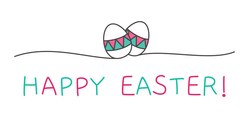 Doodle Happy Easter eggs scribble banner Stock Illustration
