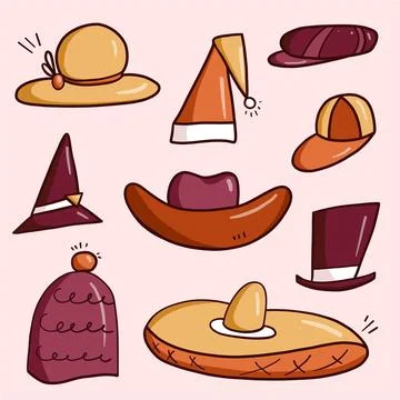 Doodle Hats Illustrazione stock