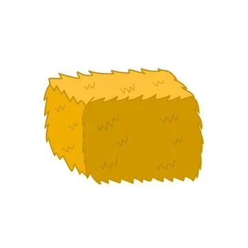 Doodle hay stack in cartoon style. Hand drawn farm square haystack element Stock Illustration