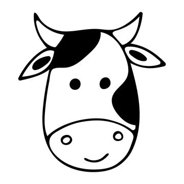 Doodle of head cute cow. Stock Illustration