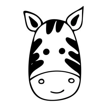 Doodle of head cute zebra. Stock Illustration