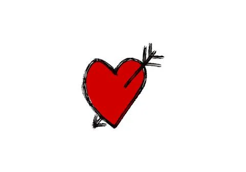 Doodle heart with arrow in it. Vector illustration. Stock Illustration