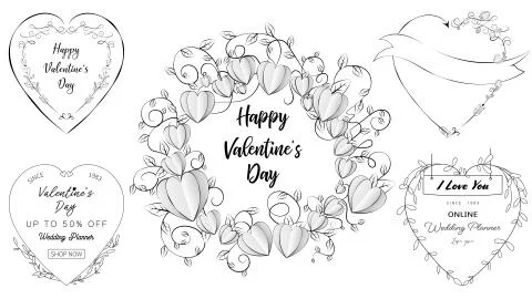 Doodle heart banners Stock Illustration