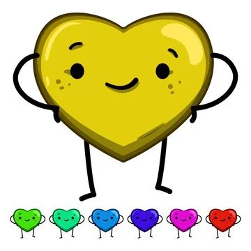 Doodle heart character cartoon vector graphic Ilustração Stock