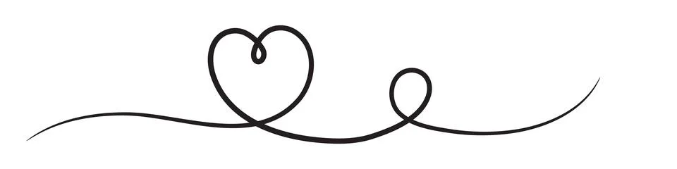 Doodle heart drawn by one continuous line. Stock Illustration