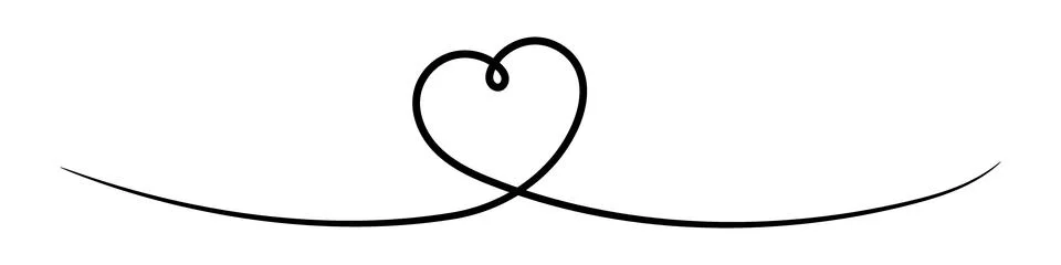 Doodle heart drawn by one continuous line. Stock Illustration
