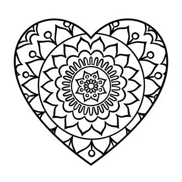 Doodle Heart Mandala Stock Illustration