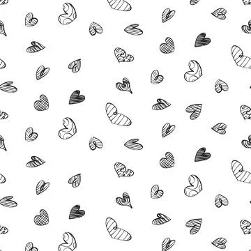Doodle heart pattern on a white background, vector graphics of love for tex.. Illustrazione stock