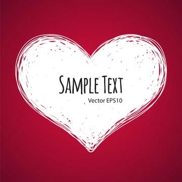 Doodle Heart on Red Background Stock Illustration