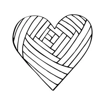 Doodle heart. Romantic objects decorated with ornaments. Cute love symbol. Ha Stock Illustration