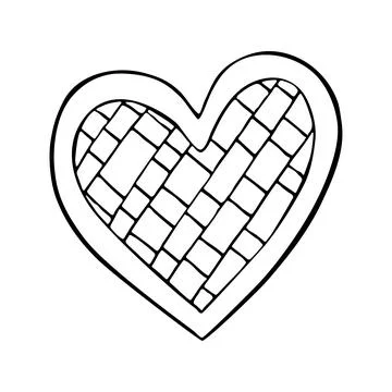 Doodle heart. Romantic objects decorated with ornaments. Cute love symbol. Ha Stock Illustration