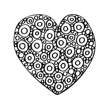 Doodle heart. Romantic objects decorated with ornaments. Cute love symbol. Ha Stock Illustration