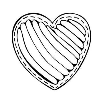 Doodle heart. Romantic objects decorated with ornaments. Cute love symbol. Ha Stock Illustration