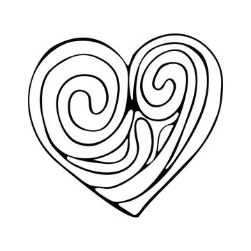 Doodle heart. Romantic objects decorated with ornaments. Cute love symbol. Ha Stock Illustration