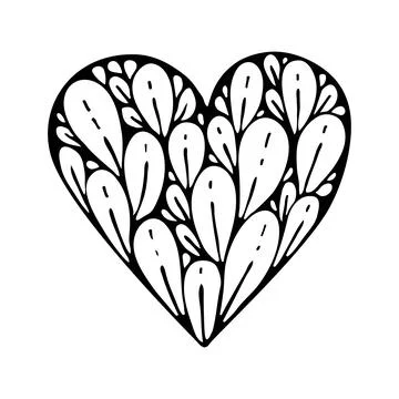 Doodle heart. Romantic objects decorated with ornaments. Cute love symbol. Ha Stock-Illustration